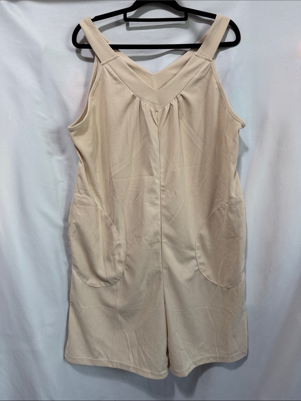 Sleeveless V-Neck Romper in Light Beige
